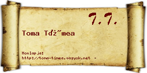 Toma Tímea névjegykártya